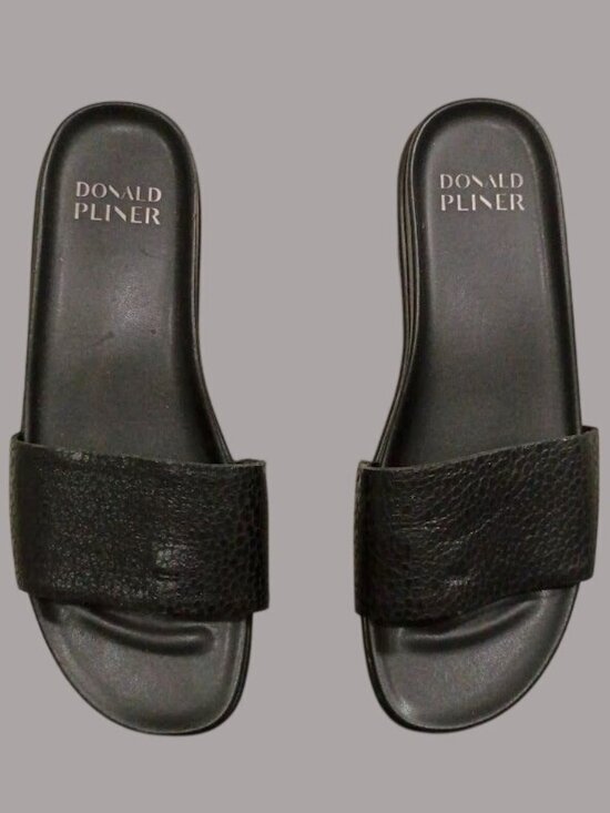 Donald Pliner Shoes - Donald Pliner Black Leather Slides Sandals Size 8.5M Platform Stylish
